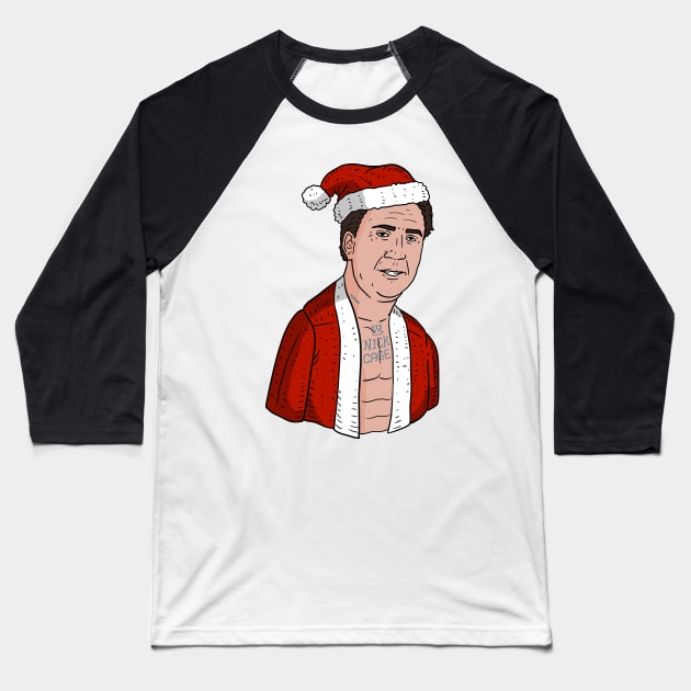 nicolas cage as santa, ugly Christmas sweater. Baseball T-Shirt by JJadx